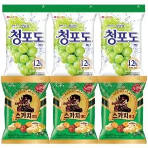 롯데 청포도 캔디 153g 3개+스카치 157g 3개