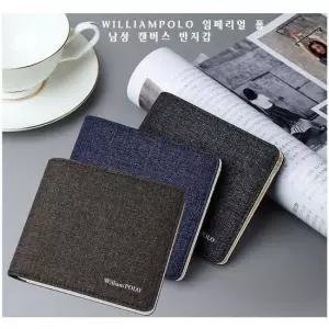 WILLIAMPOLO 임페리얼 폴 남성 캔버스 반지갑 지갑 반지갑