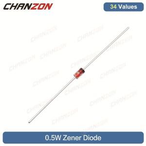 34 값 0.5W 제너 다이오드 키트 정류기 모음 2V 3V 3.3V 4.7V 5V 5.1V 7.5V 10V 18V 200V 세트