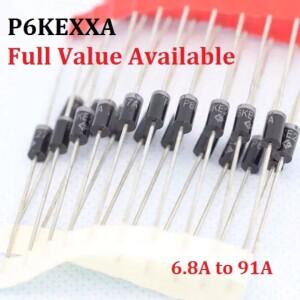20PCS P6KE P6KE6.8A 10A 12A 13A 15A 16A 18A 24A 27A 30A 33A 36A 51A 91A TVS 다이오드