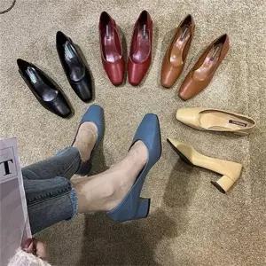 [라일리] Rly 여성 구두 펌프스 정장구두 사각코 로우 미들 옥