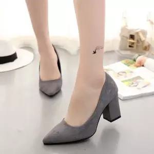 [룽스_66]펌프스 스웨이드구두 베이직 통굽 하이힐