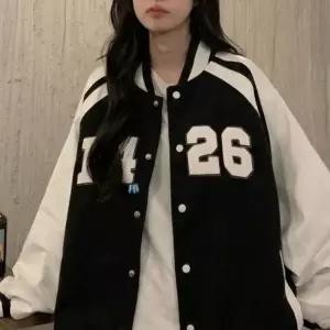 캐주얼 여성 바시티 야구점퍼 레터링