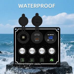 최신 메탈 보트 로커 스위치 패널 자동차 방수 12V 아울렛 조합 해양 LED 4-8 갱