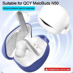 실리콘 이어폰 커버 QCY MeloBuds N50/HT12 용 카라비너가있는 낙하 방지 방진 헤드폰 보호 케이스 멀티 컬