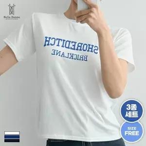 3종세트 벨라도나 국산 여성 쇼디치 레터링 찰랑 레이온 스판 반팔티셔츠 이너티 BLN26_NMT14s3
