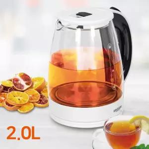 크루거 대용량 2L 더글라스 전기포트 KRK-1879 원터치 유리 티 포트 전기 커피 주전자