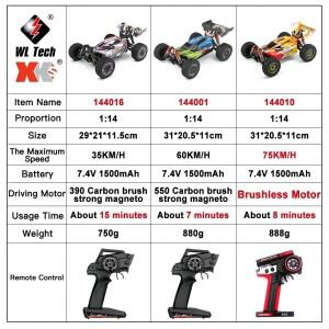 WLtoys 144010 75KM/H 2.4G RC카 브러시리스 4륜구동 전동 고속 오프로드 무선 조종 드리프트 완구 (어린이