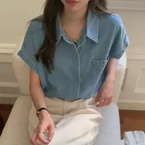 셀럽하우스 데님남방 청남방 반팔 카라 남방 셔츠