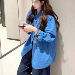 셀럽하우스 여성 베이직 모던 오버핏 남방 데일리 루즈 포켓 패션 긴팔 간절기 셔츠