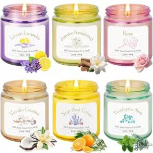 가정용 향초 6팩 여성용 캔들 선물 소이 롱래스팅 병 세트 크리스마스 생일 어버이날 기념일