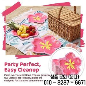 10/20Pcs 여름 파티 히비스커스 꽃 모양의 종이 접시 하와이 루아우 열대 생일 테이블 장식 용품 결혼식