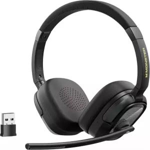 업무용 마이크가 장착된 Monster VoiceLink 200 무선 헤드셋 AI 노이즈 캔슬링 및 USB 동글이 블루투스