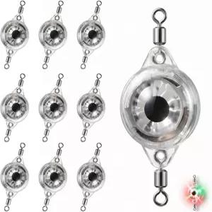 Fawyobs 10Pcs 딥 LED 낚시 조명 플래셔가 있는 수중 유인물 얼음 소금물 트 월리 오징어 송어 크래피