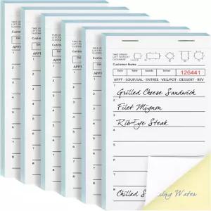 DGBDPACK 6 서버 노트 패드 웨이터 체크북 레스토랑 웨이트리스 메모장 40장/팩 하단 복사 용지 240개 주문