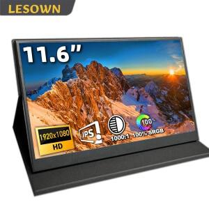 LESOWN 보조 화면 11.6 초박형 여행용 모니터 1080p IPS 확장 Xbox 시리즈 X PS5 노트북용 휴대용 디스플레