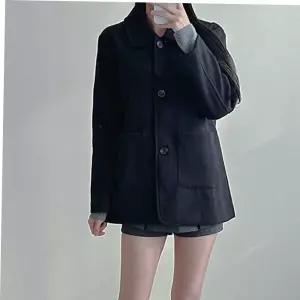 베이직 둥근카라 자켓 모직 모직코트 겨울 코트 여성 포켓 하프