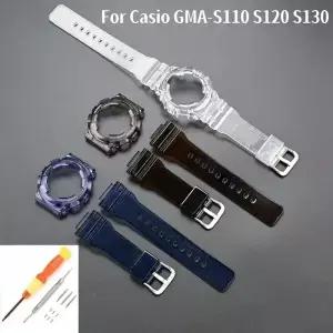 카시오 G-SHOCK GMA-S110 S120 S130 여성용 시계 스트랩 케이스 투명 밴드 세트 크리스탈 젤리 교체