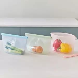 알레보 디엣지 실리콘 지퍼백 스탠딩 밀폐용기 다회용 실리콘팩 2000ml
