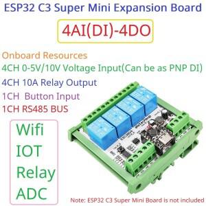 DC 9V 12V 24V 4AI-4DO 0-10V 아날로그  32 C3 슈퍼 미니 RS485 릴레이 확장 보드 스마트 홈 IOT 단순 PLC