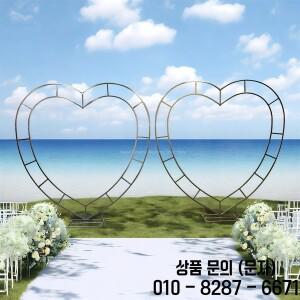 하트 웨딩 아치 더블 폴 금속 프레임   소박한 행사 배경 부스 장식 (철제 꽃 스탠드 가든 파티)