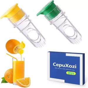 CepuXozi 2팩 스크류 탑 레몬 휴대용 수동 시트러스 프레스 부은 스파우트 라임 주스기에 BPA 프리