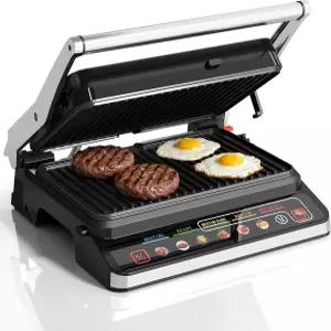 SUNVIVIPRO 3-in-1 실내 그릴 180 평면 개방 프리셋 메뉴 탈착식 논스틱 플레이트가 있는 1600W 전기