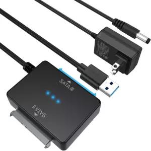 전원 공급 장치가 있는 SATA-USB 어댑터 2.5인치 SSD 3.5인치 HDD용 듀얼 베이 하드 드라이브 도킹
