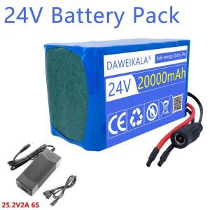 24V 18650 리튬 배터리 팩 6S3P/6S2P(BMS 포함) + 2A 충전기(전기 자전거 전동 스쿠터 모페드용)