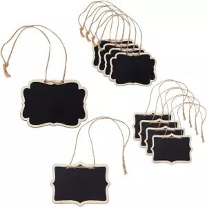 DELORIGIN 10pcs 칠판 슬레이트 디캔터 태그 2 스타일 미니 나무 결혼식 파티 와인 병 위스키용 현악기