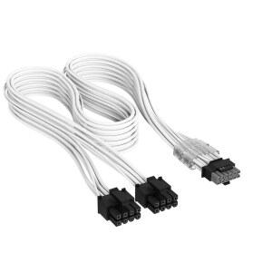 커세어 엘리트 프리미엄 4형 개별 슬리브 2X 8핀 대 PCIE 12V-2X6 600W PSU 케이블 U2013 트리플 메시 파라코드 슬리브 로우 프로파일 빗 호환 가능한 화이트