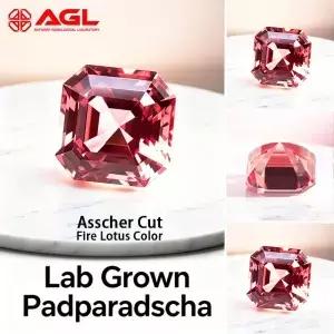 랩 그로운 패드파라차 원석 아셔 컷 파이어 로터스 컬러 DIY 반지 목걸이 귀걸이 주요 재료 AGL 인증서