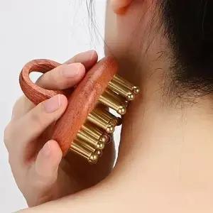 치아용 단단한 구리 경락 브러시 붉은 백단향 손잡이 마사지 도구 다목적 미용 바디 릴렉세이션 조각
