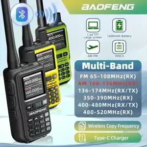 2PCS feng UV5R 미니 듀얼 밴드 PTT 블루투스 프로그래밍 주파수 타입C 충전기 AM/FM 캠핑 휴대용