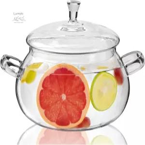 뚜껑이 있는 XJLVSV 2450ML/83온스 유리 투명 냄비 국수 수프 시리얼 과일용 최고의 수제 간편 세척 내열