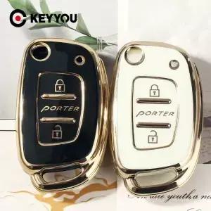 KEYYOU T 자동차 키 Fob 케이스 커버 체인 현대 포터 액세서리 플립 접이식 컨트롤 홀더 3 버튼