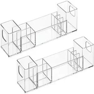 손잡이가 있는 mDesign 플라스틱 욕실 약장 정리함 면봉 필수품/화장실용 분리 수납 홀더/용기 루미에르