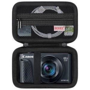 캐논 파워샷 SX740 / SX730 G7 X MARK III G7X II V1 디지털 카메라용 BOVKE 카메라 케이스 하드 프로텍티브 홀더 여행용 보관 가방 메쉬 포켓 핏 케이블 배터리 SD 카드 블랙