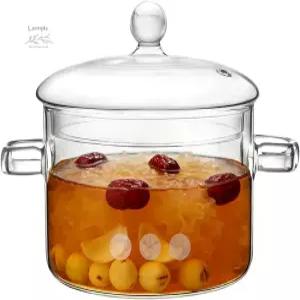 스토브 요리용 유리 냄비 뚜껑이 있는 1.9L/67온스 조리용 내열 시머 소스팬 우유 수프 차