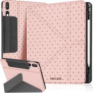 삼성 갤럭시 탭 S9 S9FE S10 케이스용 잉케이스 여성용 귀여운 디자인을 위한 트라이폴드 Y 스탠드 펜슬