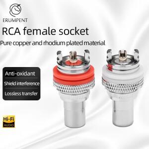 ERUMPENT 하이파이 RCA 암 소켓  순수 구리 및 로듐 도금 잭 커넥터  오디오 TV CD AMP용  8 개