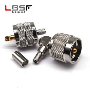 UHF 수 플러그 암 잭 RF 동축 커넥터 크림프  케이블 와이어 터미널 스트레이트 어댑터  RG58  142  LMR195