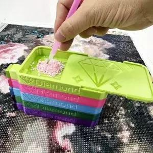 5D 다이아몬드 페인팅 도구 아트 배 모양 도트 드릴 트레이 슬라이드 커버 보관함 모자이크 정리 DIY 자수