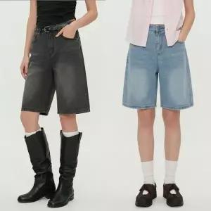 [하프클럽/]여성 루즈핏 A라인 데님 부 반바지 E 여성 버뮤다팬츠 부 청반바