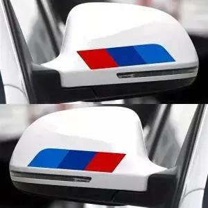 2PCs/세트 자동차 백미러 스티커 forBMW 블루퍼플레드 스트라이프 바디 스크래치 커버