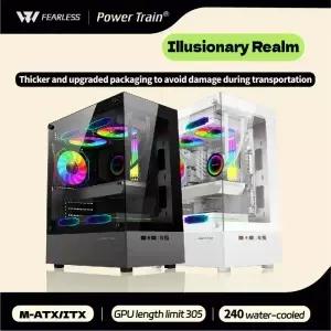 파워 트레인 Illusionary Realm 컴퓨터 케이스 MATX ITX Seiew 룸 측면 투명 데스크탑 섀시 지원 240 워터