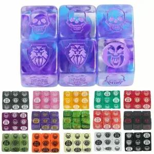게임 위 6pcs D6 보드 테이블 대 한 투명 대리석 색상