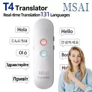 T4 블루투스 음성 번역기 131개 언어 실시간 통역 원키 여행용 번역