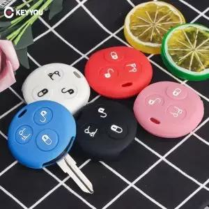 KEYYOU 3 버튼 실리콘 자동차 키 커버 Fob 케이스 메르세데스 벤츠 스마트 시티 로드스터 Fortwo 홀더