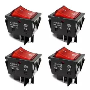 30A 250V AC DPST 4핀 보트 토글 스위치 4팩 빨간색 켜짐/꺼짐 T125 상업용 주방 장비 오븐 푸드 워머와
